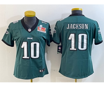 Women's Philadelphia Eagles #10 DeSean Jackson Green 2025 Super Bowl LIX Patch Vapor Untouchable Limited Football Stitched Jersey