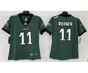 Women's Philadelphia Eagles #11 A. J. Brown Green New Vapor Untouchable Limited Football Stitched Jersey