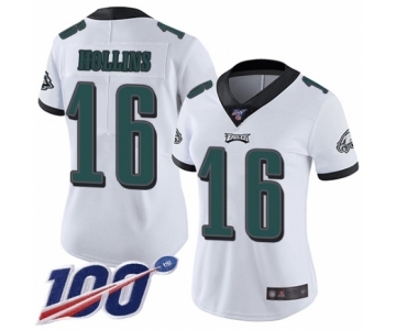 Women's Philadelphia Eagles #16 Mack Hollins White Vapor Untouchable Limited Player 100th Season Football Jersey