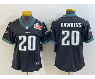 Women's Philadelphia Eagles #20 Brian Dawkins Black 2025 Super Bowl LIX Patch Vapor Untouchable Limited Stitched Football Jersey