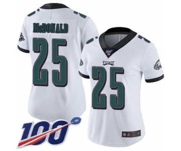 Women's Philadelphia Eagles #25 Tommy McDonald White Vapor Untouchable Limited Player 100th Season Football Jersey