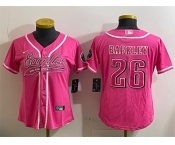 Women's Philadelphia Eagles #26 Saquon Barkley Pink Cool Base Stitched Baseball Jersey