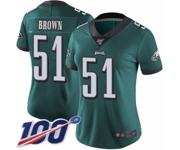 Women's Philadelphia Eagles #51 Zach Brown Midnight Green Team Color Vapor Untouchable Limited Player 100th Season Football Jersey