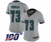 Women's Philadelphia Eagles #73 Isaac Seumalo Limited Silver Inverted Legend 100th Season Football Jersey