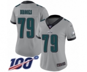 Women's Philadelphia Eagles #79 Brandon Brooks Limited Silver Inverted Legend 100th Season Football Jersey