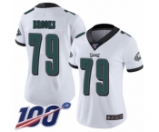 Women's Philadelphia Eagles #79 Brandon Brooks White Vapor Untouchable Limited Player 100th Season Football Jersey