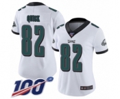 Women's Philadelphia Eagles #82 Mike Quick White Vapor Untouchable Limited Player 100th Season Football Jersey