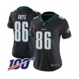 Women's Philadelphia Eagles #86 Zach Ertz Black Alternate Vapor Untouchable Limited Player 100th Season Football Jersey