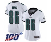 Women's Philadelphia Eagles #86 Zach Ertz White Vapor Untouchable Limited Player 100th Season Football Jersey