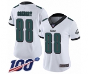 Women's Philadelphia Eagles #88 Dallas Goedert White Vapor Untouchable Limited Player 100th Season Football Jersey
