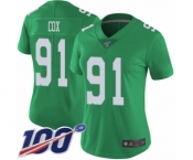 Women's Philadelphia Eagles #91 Fletcher Cox Limited Green Rush Vapor Untouchable 100th Season Football Jersey