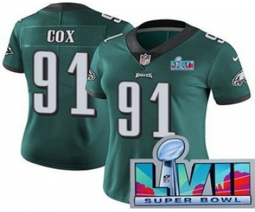 Women's Philadelphia Eagles #91 Fletcher Cox Limited Green Super Bowl LVII Vapor Jersey