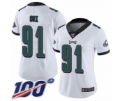 Women's Philadelphia Eagles #91 Fletcher Cox White Vapor Untouchable Limited Player 100th Season Football Jersey