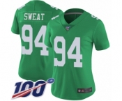 Women's Philadelphia Eagles #94 Josh Sweat Limited Green Rush Vapor Untouchable 100th Season Football Jersey