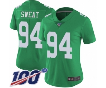 Women's Philadelphia Eagles #94 Josh Sweat Limited Green Rush Vapor Untouchable 100th Season Football Jersey