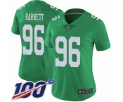 Women's Philadelphia Eagles #96 Derek Barnett Limited Green Rush Vapor Untouchable 100th Season Football Jersey