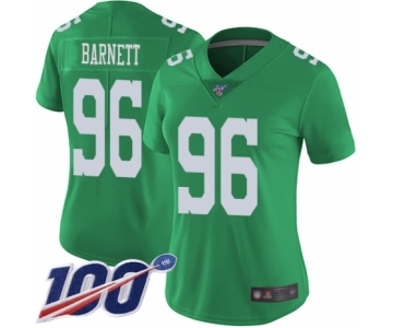 Women's Philadelphia Eagles #96 Derek Barnett Limited Green Rush Vapor Untouchable 100th Season Football Jersey