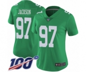 Women's Philadelphia Eagles #97 Malik Jackson Limited Green Rush Vapor Untouchable 100th Season Football Jersey