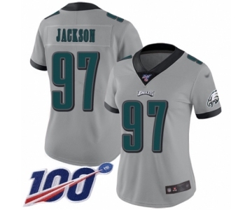 Women's Philadelphia Eagles #97 Malik Jackson Limited Silver Inverted Legend 100th Season Football Jersey