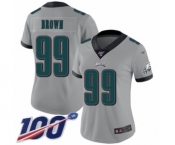 Women's Philadelphia Eagles #99 Jerome Brown Limited Silver Inverted Legend 100th Season Football Jersey