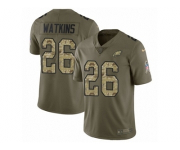 Youth Nike Philadelphia Eagles #26 Jaylen Watkins Limited Olive Camo 2017 Salute to Service NFL Jersey