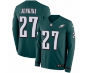 Youth Nike Philadelphia Eagles #27 Malcolm Jenkins Limited Green Therma Long Sleeve NFL Jersey