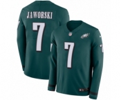 Youth Nike Philadelphia Eagles #7 Ron Jaworski Limited Green Therma Long Sleeve NFL Jersey