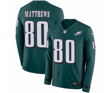 Youth Nike Philadelphia Eagles #80 Jordan Matthews Limited Green Therma Long Sleeve NFL Jersey