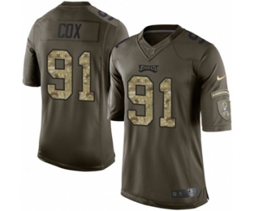 Youth Nike Philadelphia Eagles #91 Fletcher Cox Limited Green Salute to Service NFL Jersey