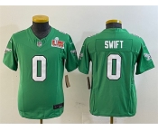 Youth Philadelphia Eagles #0 D'Andre Swift Green 2025 Super Bowl LIX Patch F.U.S.E. Throwback Vapor Untouchable Limited Stitched Football Jersey