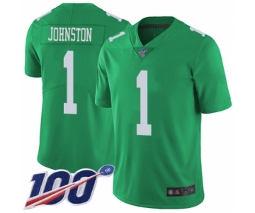 Youth Philadelphia Eagles #1 Cameron Johnston Limited Green Rush Vapor Untouchable 100th Season Football Jersey