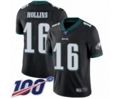 Youth Philadelphia Eagles #16 Mack Hollins Black Alternate Vapor Untouchable Limited Player 100th Season Football Jersey