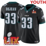 Youth Philadelphia Eagles #33 Cooper DeJean Black 2025 Super Bowl LIX Patch New F.U.S.E. Vapor Untouchable Limited Stitched Football Jersey