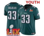 Youth Philadelphia Eagles #33 Cooper DeJean Green 2025 Super Bowl LIX Patch New F.U.S.E. Vapor Untouchable Limited Stitched Football Jersey