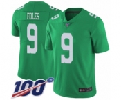 Youth Philadelphia Eagles #9 Nick Foles Limited Green Rush Vapor Untouchable 100th Season Football Jersey