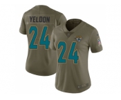 Women Nike Jacksonville Jaguars #24 T.J. Yeldon Olive Stitched NFL Limited 2017 Salute to Service Jersey