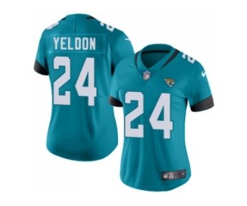Women Nike Jacksonville Jaguars #24 T.J. Yeldon Teal Green Team Color Stitched NFL Vapor Untouchable Limited Jersey