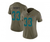 Women Nike Jacksonville Jaguars #33 Chris Ivory Olive Stitched NFL Limited 2017 Salute to Service Jersey
