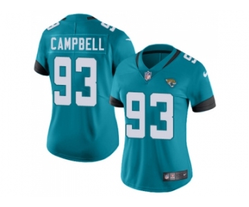 Women Nike Jacksonville Jaguars #93 Calais Campbell Teal Green Team Color Stitched NFL Vapor Untouchable Limited Jersey