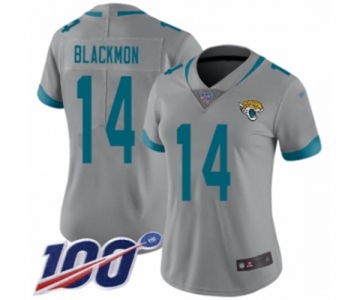 Women's Jacksonville Jaguars #14 Justin Blackmon Silver Inverted Legend Limited 100th Season Football Jersey