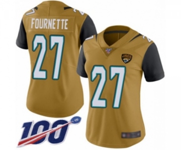 Women's Jacksonville Jaguars #27 Leonard Fournette Limited Gold Rush Vapor Untouchable 100th Season Football Jersey