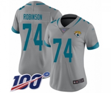 Women's Jacksonville Jaguars #74 Cam Robinson Silver Inverted Legend Limited 100th Season Football Jersey