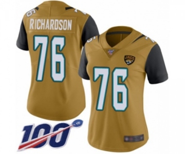 Women's Jacksonville Jaguars #76 Will Richardson Limited Gold Rush Vapor Untouchable 100th Season Football Jersey