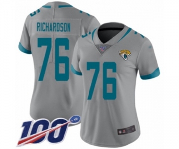 Women's Jacksonville Jaguars #76 Will Richardson Silver Inverted Legend Limited 100th Season Football Jersey