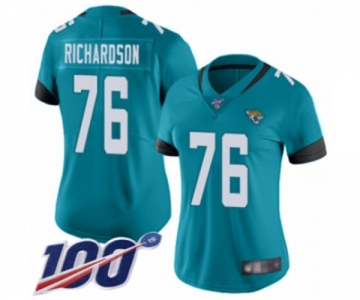 Women's Jacksonville Jaguars #76 Will Richardson Teal Green Alternate Vapor Untouchable Limited Player 100th Season Football Jersey