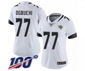 Women's Jacksonville Jaguars #77 Cedric Ogbuehi White Vapor Untouchable Limited Player 100th Season Football Jersey