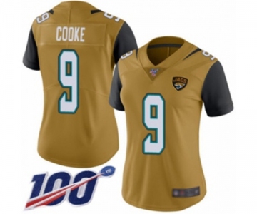Women's Jacksonville Jaguars #9 Logan Cooke Limited Gold Rush Vapor Untouchable 100th Season Football Jersey