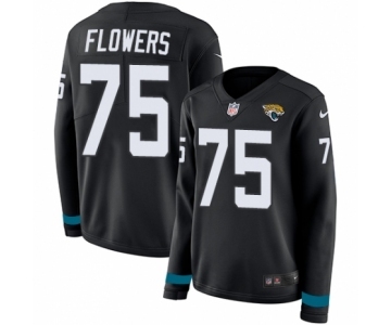 Women's Nike Jacksonville Jaguars #75 Ereck Flowers Limited Black Therma Long Sleeve NFL Jersey