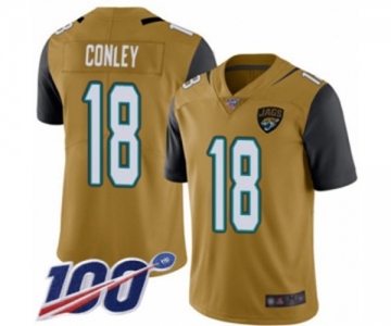 Youth Jacksonville Jaguars #18 Chris Conley Limited Gold Rush Vapor Untouchable 100th Season Football Jersey