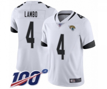 Youth Jacksonville Jaguars #4 Josh Lambo White Vapor Untouchable Limited Player 100th Season Football Jersey